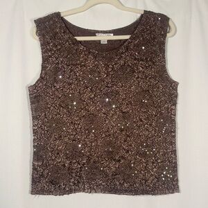 Y2K Rafael Brown Sequin Crinkle Top